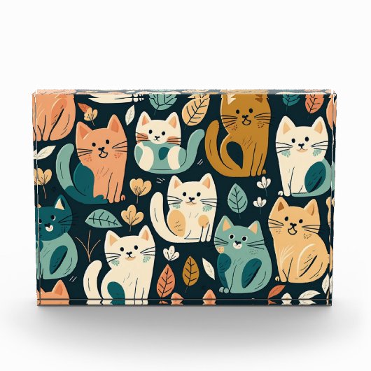 猫アート柄かわいい フォトブロック (正面)