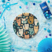 猫アート柄かわいい ペーパープレート (パーティー)