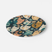 猫アート柄かわいい ペーパープレート (アングル)