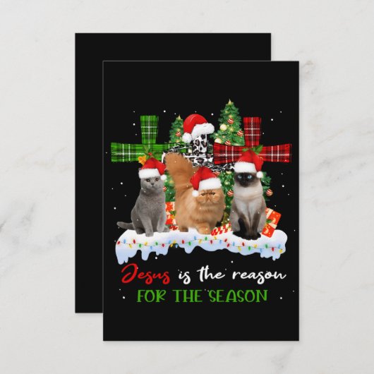 猫イエスがクリスマスの醜い季節の理由 サンキューカード (正面/裏面)