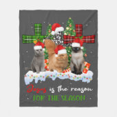 猫イエスがクリスマスの醜い季節の理由 フリースブランケット (正面)