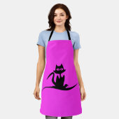 猫イラストレーションエプロン エプロン (着用した状態)