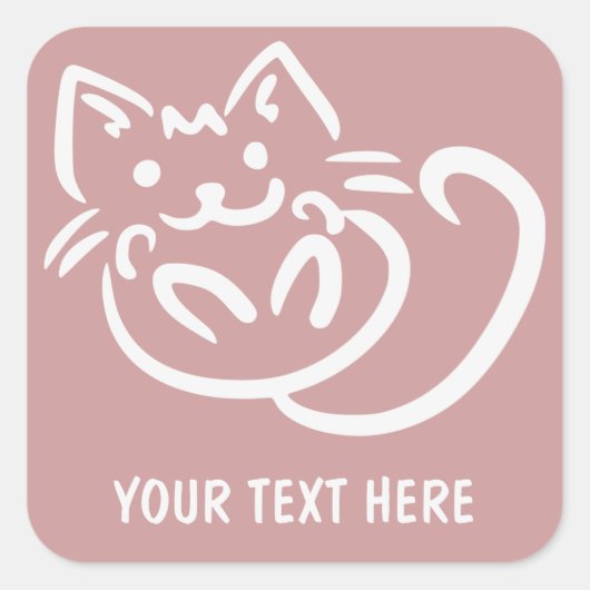 猫イラストレーションカスタムのカラーシール スクエアシール (正面)