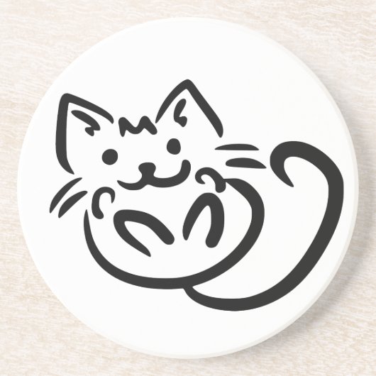 猫イラストレーションカスタムカラーコースター コースター (正面)