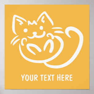 猫イラストレーションカスタムカラーポスター ポスター