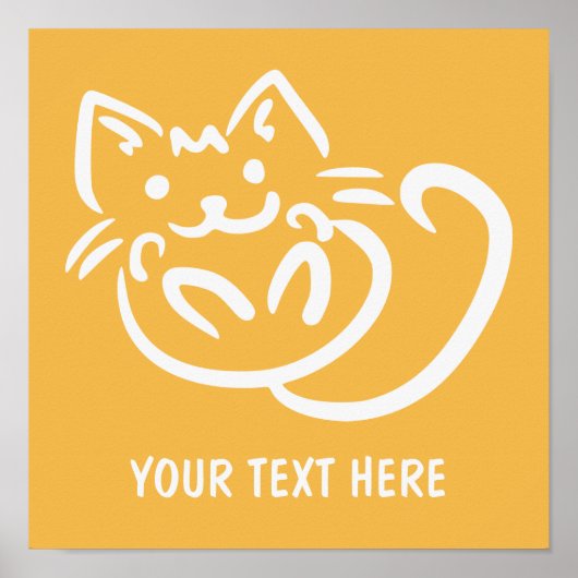 猫イラストレーションカスタムカラーポスター ポスター (正面)