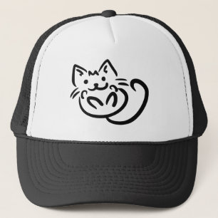 猫イラストレーションカスタム帽子 キャップ