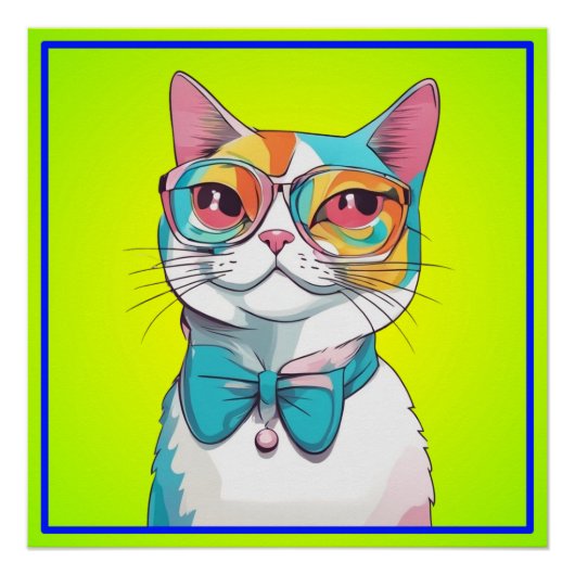 猫イラストレーションクリップアート ポスター (正面)