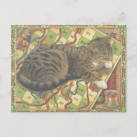猫イラストレーション葉書 ポストカード (正面)