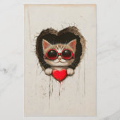 猫インレッドゴーグル赤いハートAQ2スクラップブック紙 (正面)