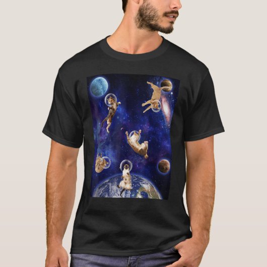 猫イン宇宙キットンアウター銀河系猫1 Tシャツ (正面)
