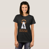 猫エイリアン誘拐面白い猫好きSFスペースK Tシャツ (正面フル)