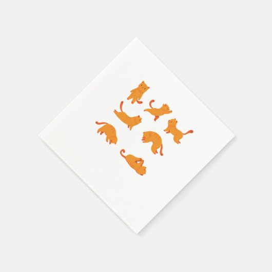 猫エクササイズおもしろいかわいい猫ペット飼い主ギフト スタンダードカクテルナプキン (角)