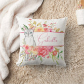猫エレガントと庭の花装飾用クッション クッション (ブランケット)