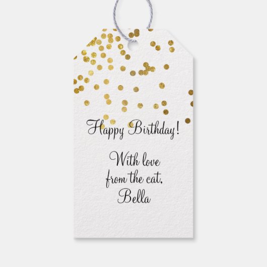 猫エレガントの金ゴールドプレゼントをもらった黒猫 ギフトタグ (裏面)