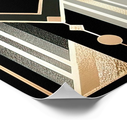 猫エレガントアールデコ ポスター (角)