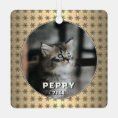 猫エレガント写真ゴールデンスノーフレーク メタルオーナメント (裏面)