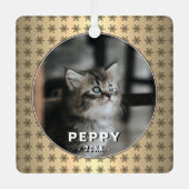 猫エレガント写真ゴールデンスノーフレーク メタルオーナメント (正面)