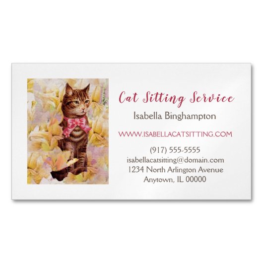 猫エレガント座り磁気名刺 マグネット名刺 (正面)