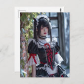 猫エレガント耳のメイド ポストカード (正面/裏面)