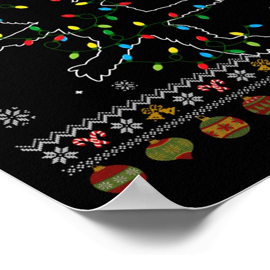 猫オおもしろいスナップ醜いクリスマスセーターパジャマX ポスター (角)