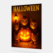 猫オレンジデジタルアートとハロウィン アクリルサイン (傾斜)