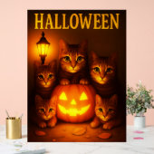 猫オレンジデジタルアートとハロウィン アクリルサイン (ウェディング)