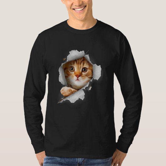 猫オレンジ猫ひき布キッテン Tシャツ (正面)