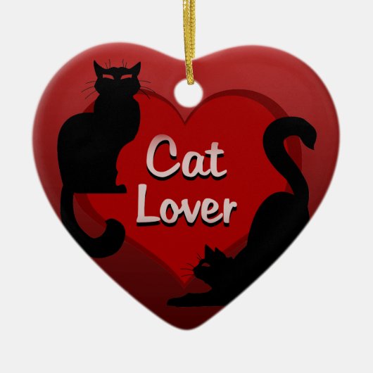 猫オーナメントパーソナライズされた猫デコレーションギフト セラミックオーナメント (正面)