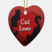 猫オーナメントパーソナライズされた猫デコレーションギフト セラミックオーナメント (左)