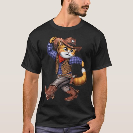 猫カウボーイ Tシャツ (正面)