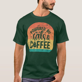 猫カジュアルとコ動揺してーヒーで動くトップ Tシャツ