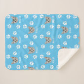 猫カスタマイズペットの写真と名前(青) シェルパブランケット (正面(横))