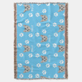 猫カスタマイズペットの写真と名前(青) スローブランケット (正面縦)