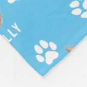 猫カスタマイズペットの写真と名前（青） フリースブランケット (角)