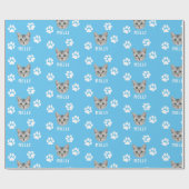 猫カスタマイズペットの写真と名前（青） ラッピングペーパー (フラット)