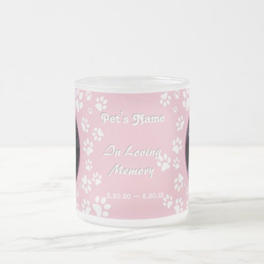 猫カスタマイズメモリアルMAGポープリントピンク フロストグラスマグカップ (中央)
