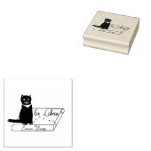 猫カスタマイズon book Ex Libris Wood Art Stamp ラバースタンプ (押印)