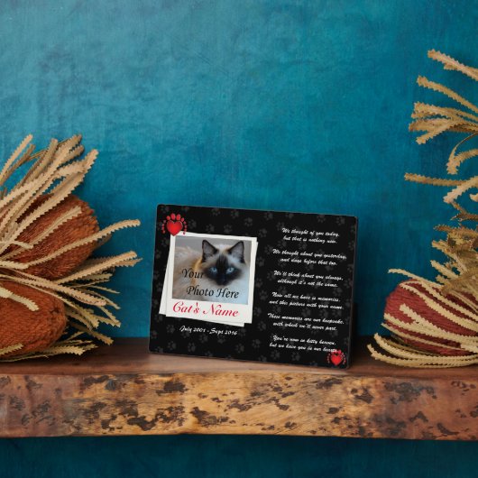 猫カスタムのペット写真と詩の記念碑 フォトプラーク (側面)