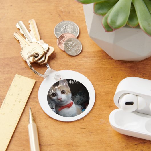 猫カスタムの写真の名前バレンタインのギフトキーチェーン キーホルダー (デスク)