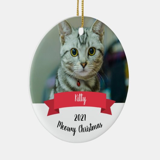 猫カスタムクリスマスセラミックオーナメント セラミックオーナメント (右)