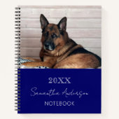 猫カスタムペットのネイビーブルー ノートブック (正面)