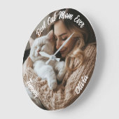 猫カスタムママのプレゼント ラージ壁時計 (傾斜)