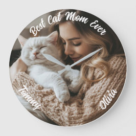 猫カスタムママのプレゼント ラージ壁時計