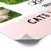 猫カスタム写真コラージュ白縁どピンク ポスター (角)