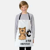 猫カスタム向けモノグラムCかわいい子猫子猫 エプロン (着用した状態)