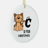 猫カスタム向けモノグラムCかわいい子猫子猫 セラミックオーナメント (右)