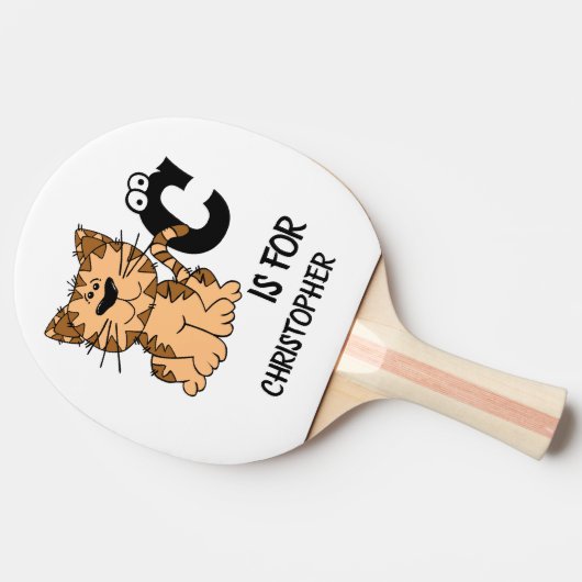 猫カスタム向けモノグラムCかわいい子猫子猫 卓球ラケット (横)