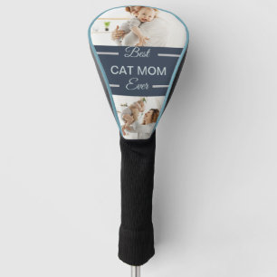 猫カスタム最高のの母は過去2枚の写真の贈り物 ゴルフヘッドカバー