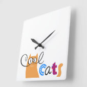 猫カッコいいアクリル時計 スクエア壁時計 (傾斜)